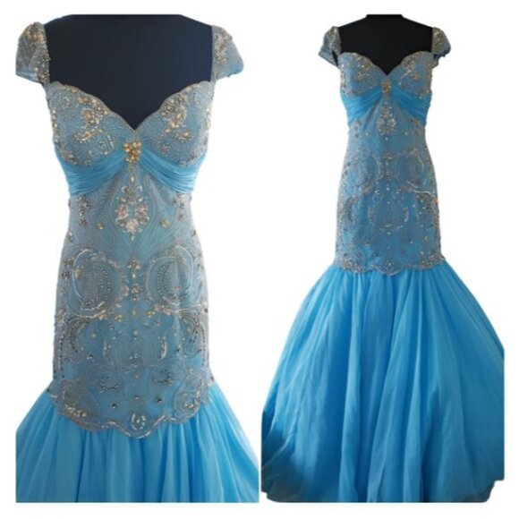 WOW Luxury Couture Glamorous Designer Wedding Evening Cocktail Runway Gown Dress - Picture 6 of 8